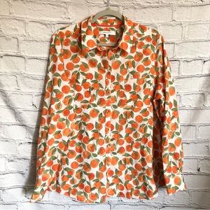 Foxcroft Button Up Roll Tab Sleeves Orange Fruit Size 18 Relaxed Fit